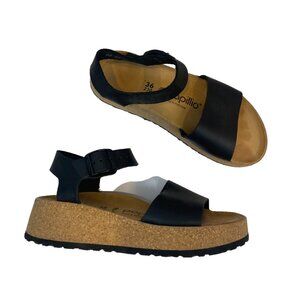 Papillo Birkenstock Women's Glenda Platform Sandal Black Leather Size 36 US 5
